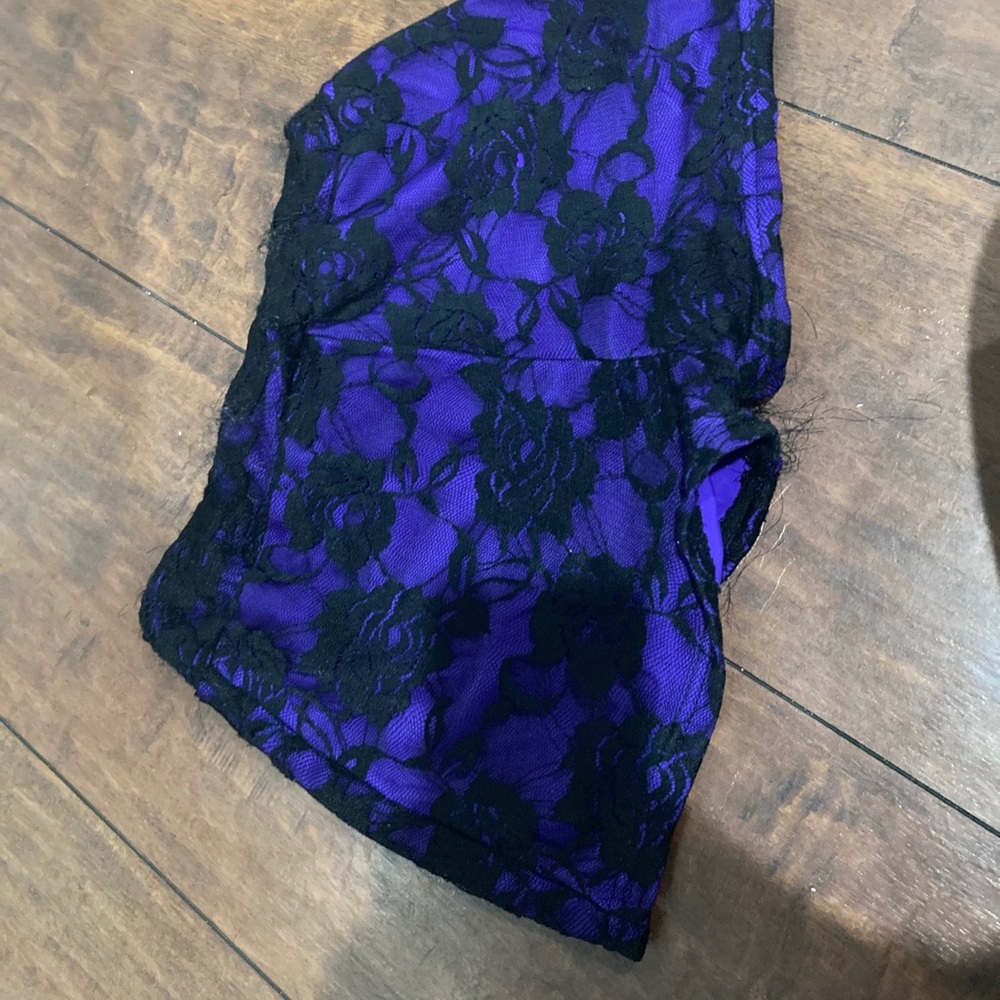 Purple and black booty shorts